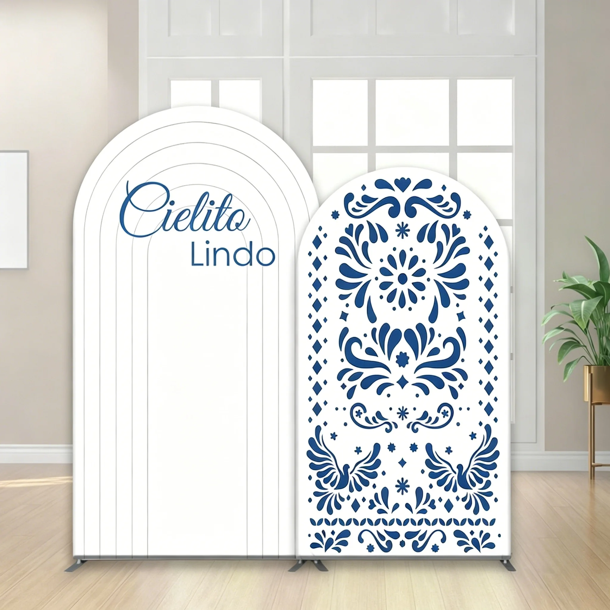 Mocsicka Wedding Party Arch Cover Backdrop Cielito Lindo Mexican Talavera Blue White Photo Background Fiesta Baby Show Studio