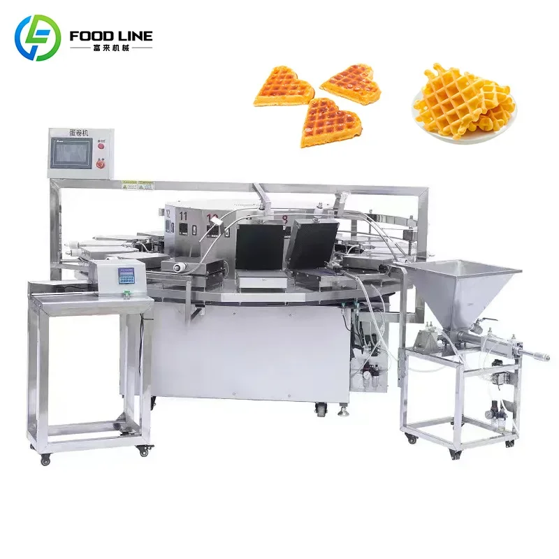 FOODLINE Round Waffle Production Line Commercial Continuous Baking Equipment For Breakfast Waffle Mass Production