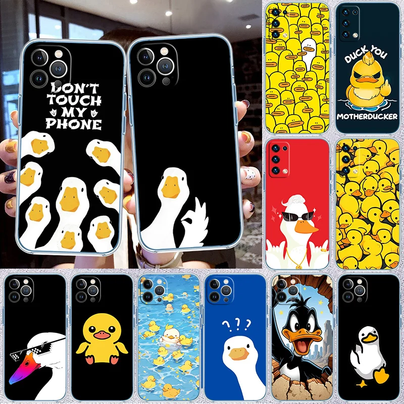 DUCK Cartoon Transparent Phone Case for Motorola Moto Edge 20 30 40 50 S30 Fusion Ultra Pro Neo Lite + G200 G23 view 3