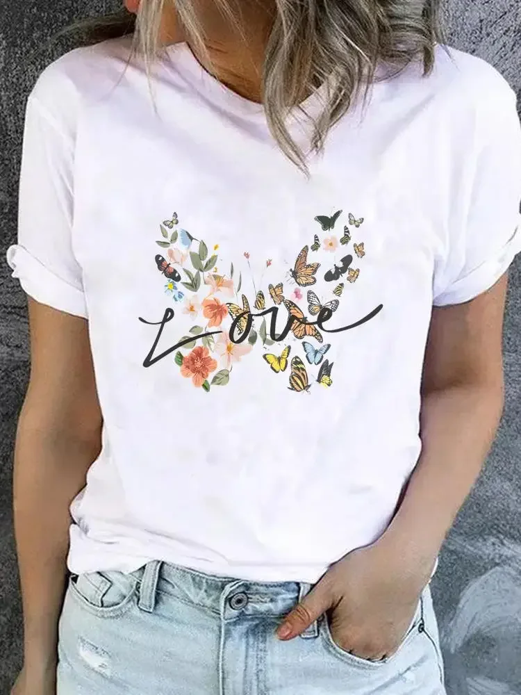 Women Fashion Summer Clothes Print T Shirt Clothing Top Short Sleeve Basic Tee Graphic T-shirts oversized t shirt