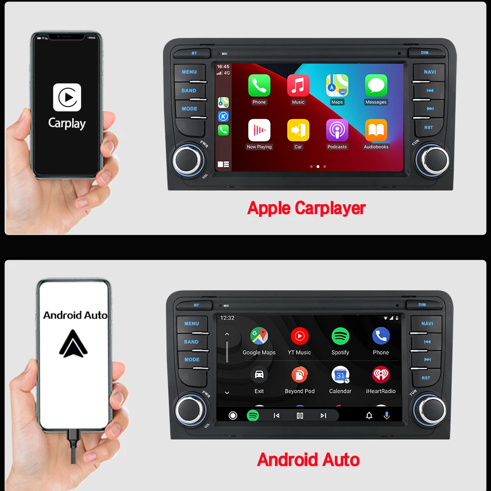 Pour Audi A3 8P S3 RS3 2003-2012 Android 13 autoradio lecture multimédia lecteur vidéo GPS Navigation Carplay, 4G, WiFi, DSP