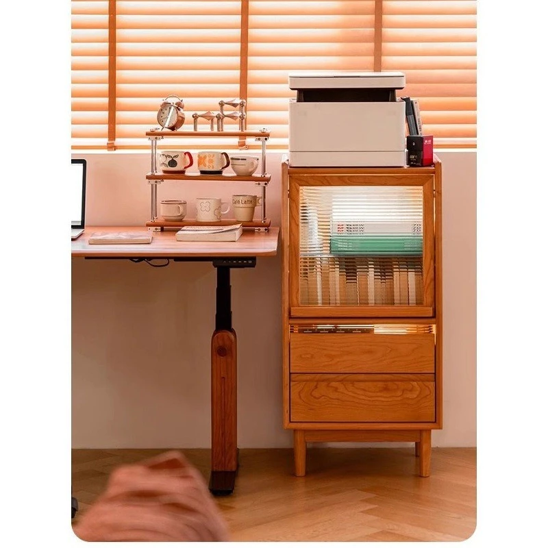 Nordic solid wood side cabinet solid wood TV  side  magazine storage