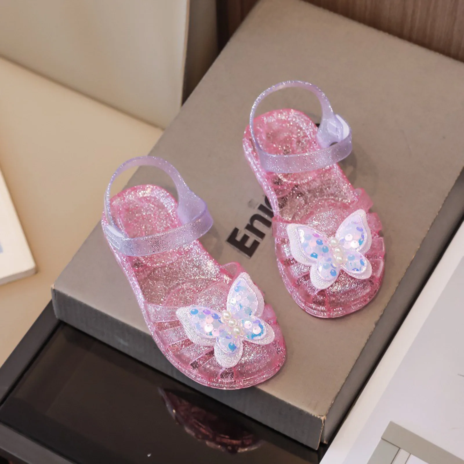 

Toddler Sandals For Girls Summer Dress Up Flat Sequins Butterfly Shoes Daily Casual Comfy Cool Shoes For Girl Beachwear Sandals