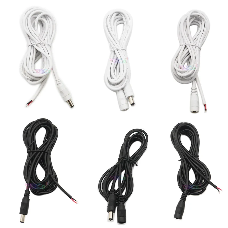 

10 pieces DC cable connector 0.5m 1m 2m 3m 5m LED DC Power Plug with extension wire DC female and Male Jack adapter 5.5 * 2.1 mm