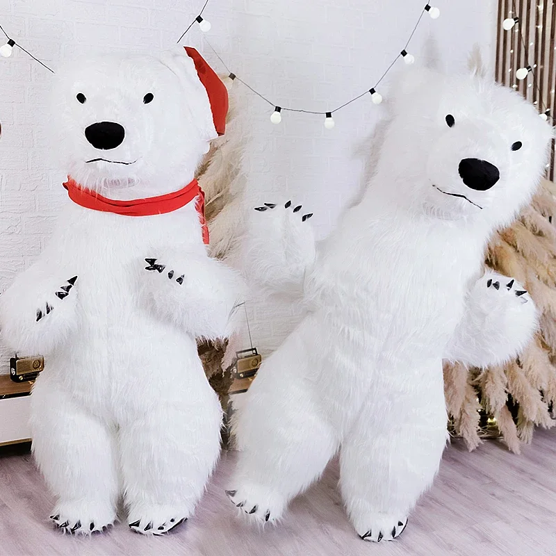 SAYGO Air Inflatable Polar Bear Costume Mascot for Advertising Christmas Halloween Adult Fursuit Furry Carnival Costume Animal