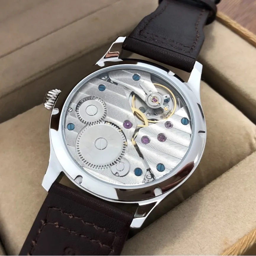 Sapphire Crystal Or Mineral Glass 44mm GEERVO No Logo Black Dial Asian ETA6497 Mechanical Movement Luminous Pilot Men\'s Watch 1