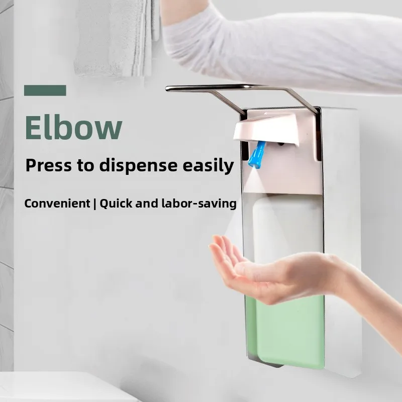 

Manual Elbow Liquid Soap Dispenser Stainless Steel Wall-Mounted Liquid Dispenser for Hand Washing Sanitizer & Disinfectant