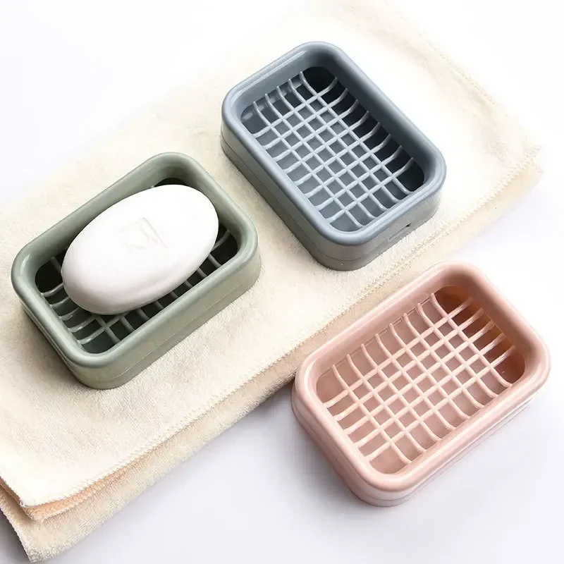 Soap Dish Case Lattice Double-layer Home Shower Travel Holder Container Plastic Soap Box Dispenser Rack Bathroom Accessories