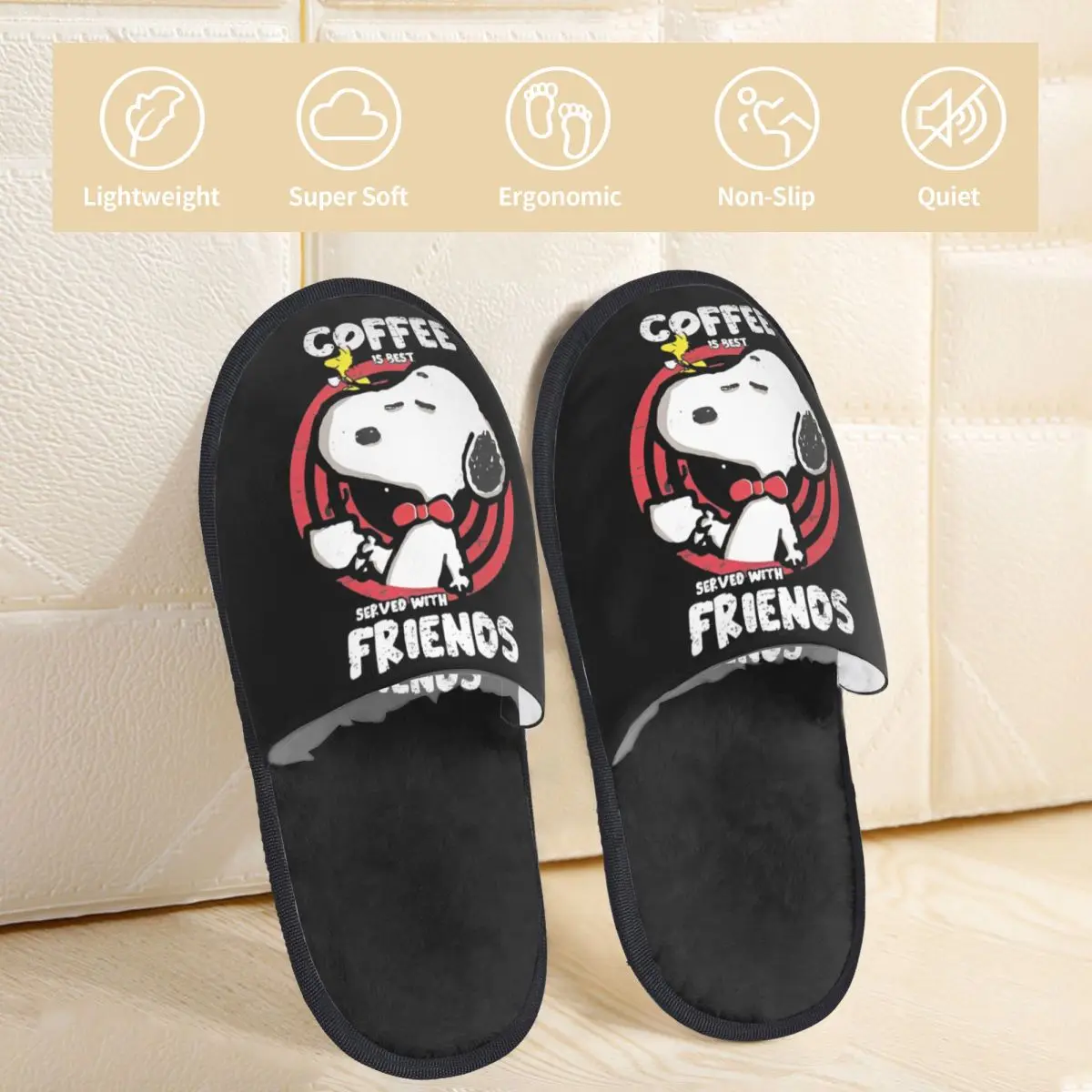 Snoopy Peanuts Indoor Slippers with Memory Foam Slipper Gift for Unisex House Shoes with Anti-Skid Sole