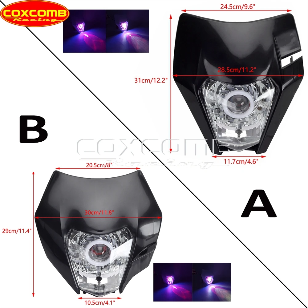 Supermoto Motorbike LED Head Lamp For EXC-F 350 450 500 AU BR EU US Factory Edition SIX DAYS BR EU CN Headlight Mask Cover Plate