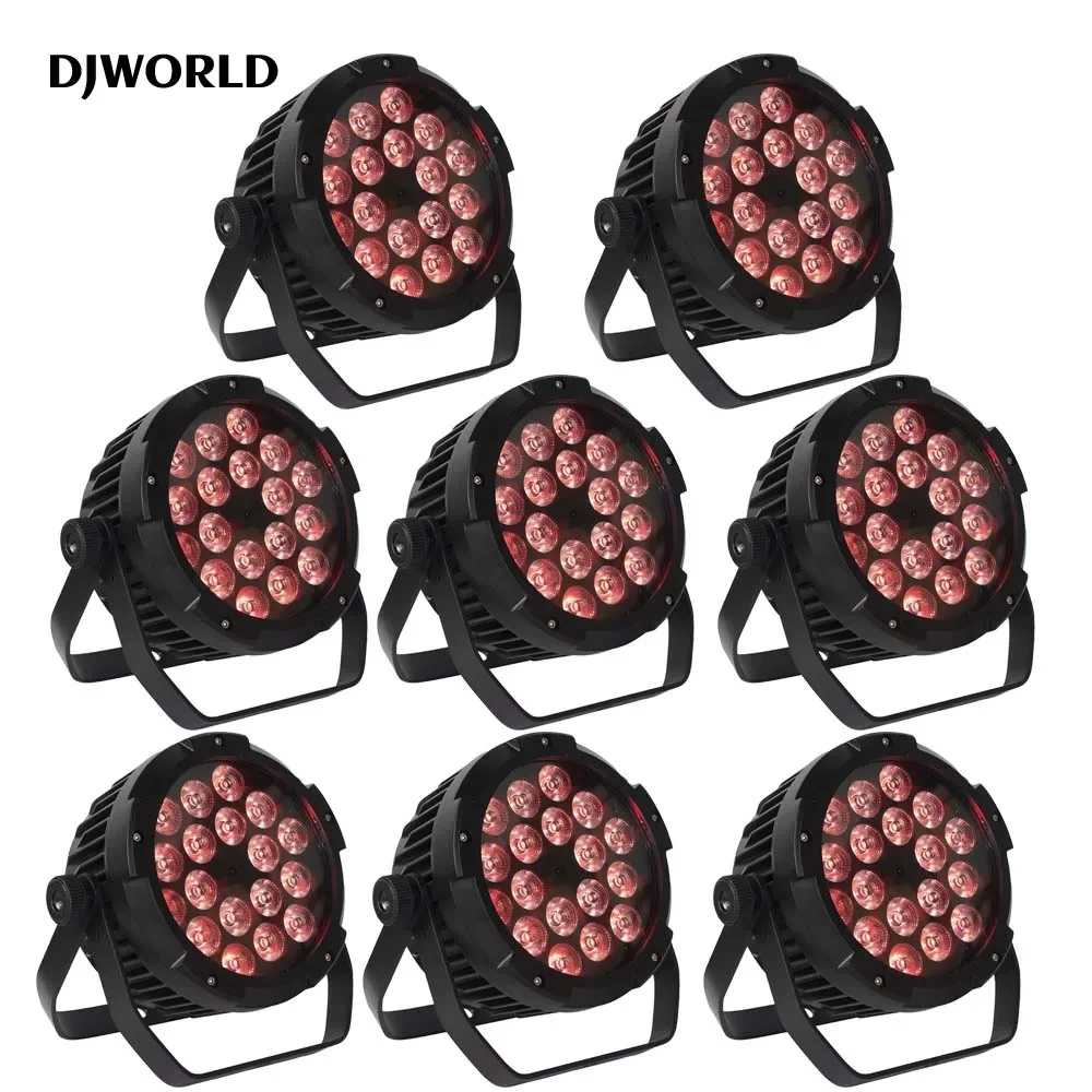 4/8pcs 18x18W Waterpoor LED Stage Flat Par Lighting Effect RGBWA+UV 6IN1 DMX IP65 Outdoor DJ Disco Party Bar Club Show Lights