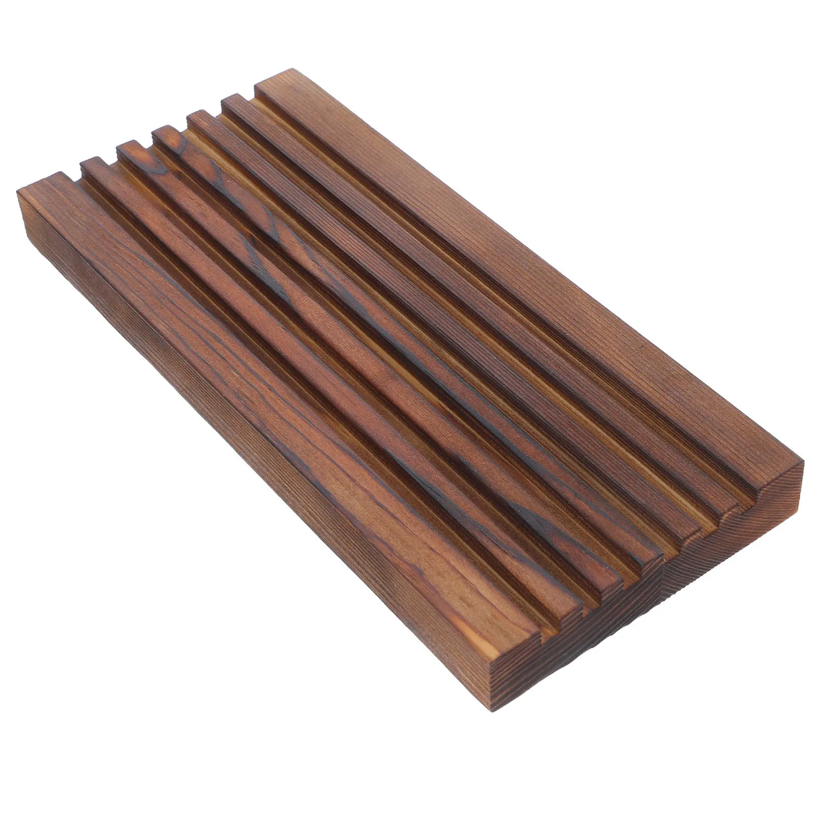 Bathroom Wood Tray Countertop Riser Farmhouse Style Decorative Vanity Organizer Compact Wooden Display Stand for Soap Dispenser