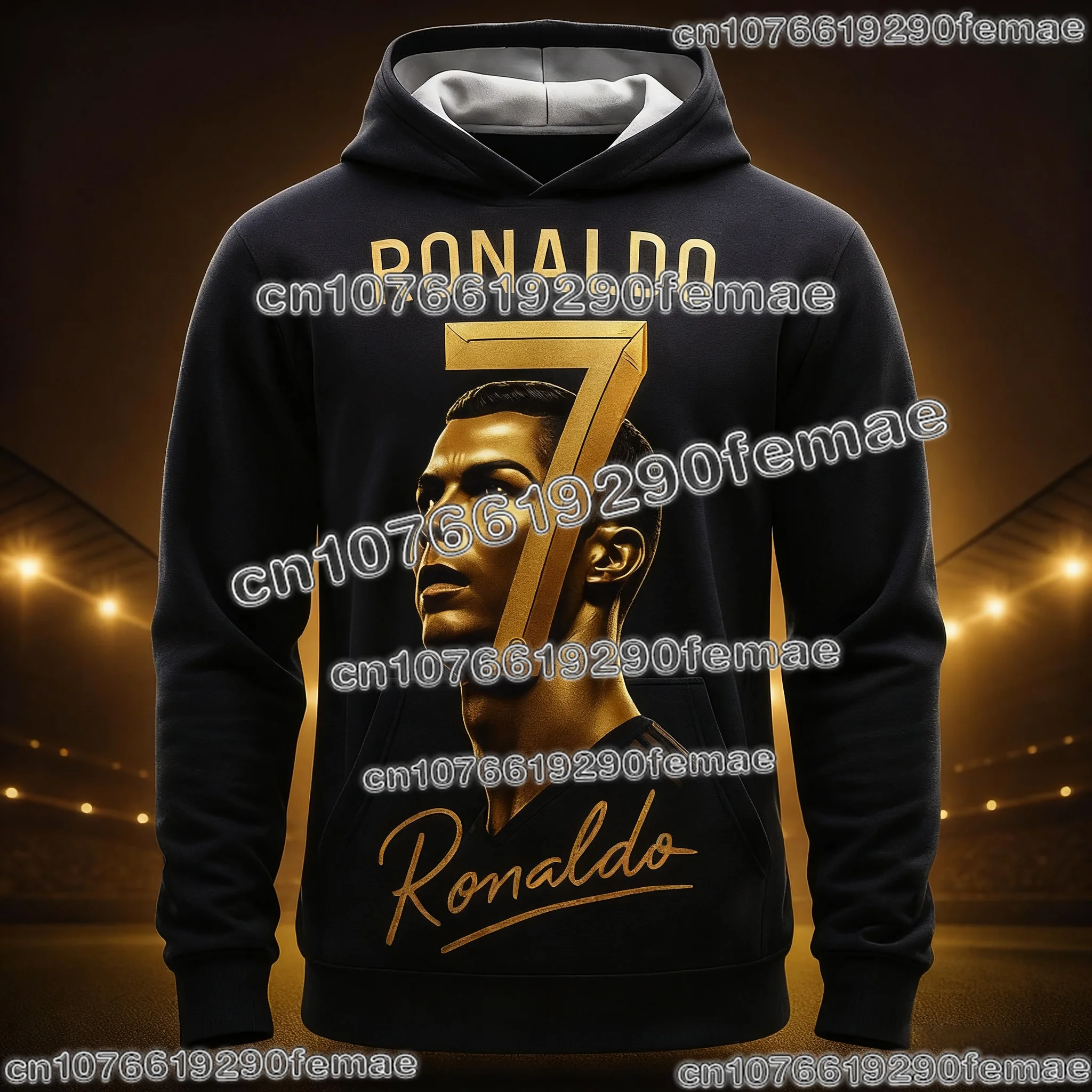 جديد رونالدو هوديي مروحة تذكارية نجم كرة القدم البلوز ملابس رياضية عالية الجودة اليومية الشارع الشهير قمة الموضة غير رسمية #4