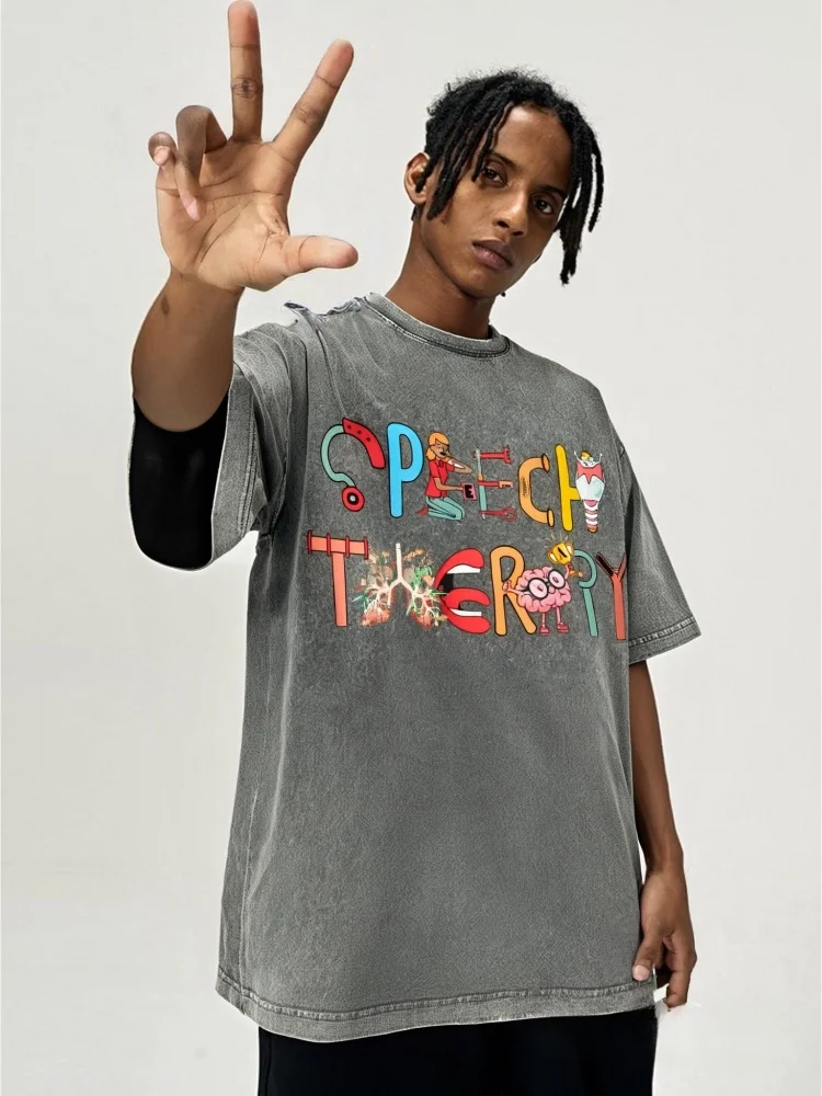 

Men's Colorful Cartoon Cute Cotton Wash Top Casual Fashion Unisex High Quality T-Shirt O-neck Short Sleeve Summer Holiday Tees