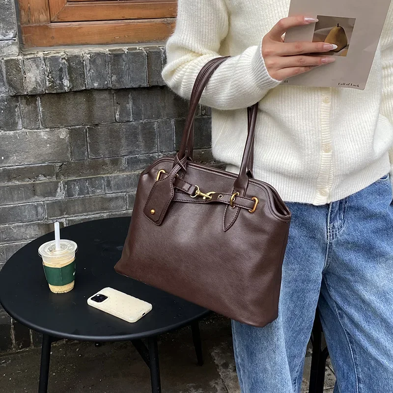 

Большая большая сумка в винтажном стиле 2025 — женская универсальная рабочая сумка, пригородная, повседневная и роскошная мода, просторная