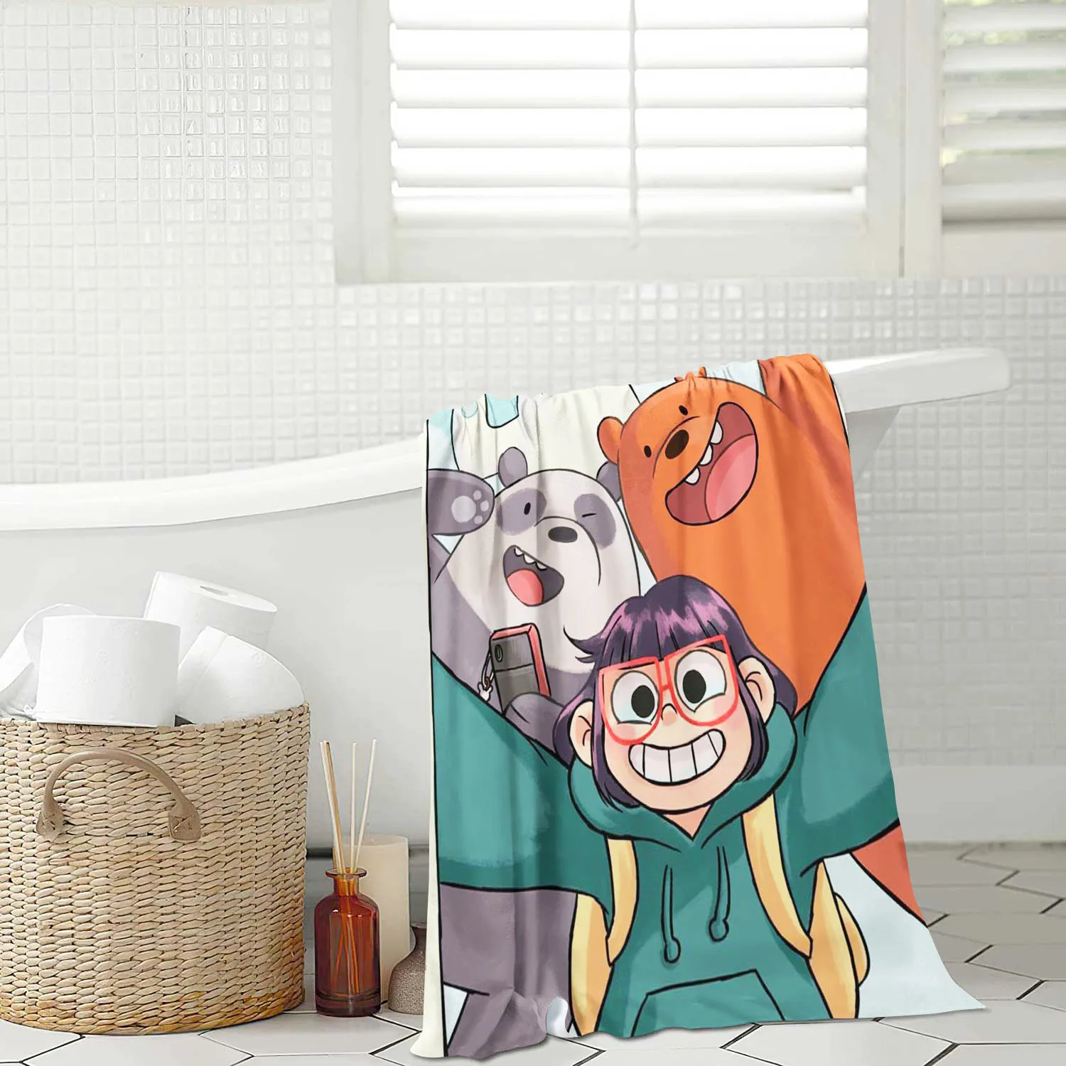 The Three Bare Bears Panda Grizzly Anime Shower Towel Suitable  Microfibre Towels  Sauna Beach Quick Dry Home Microfiber