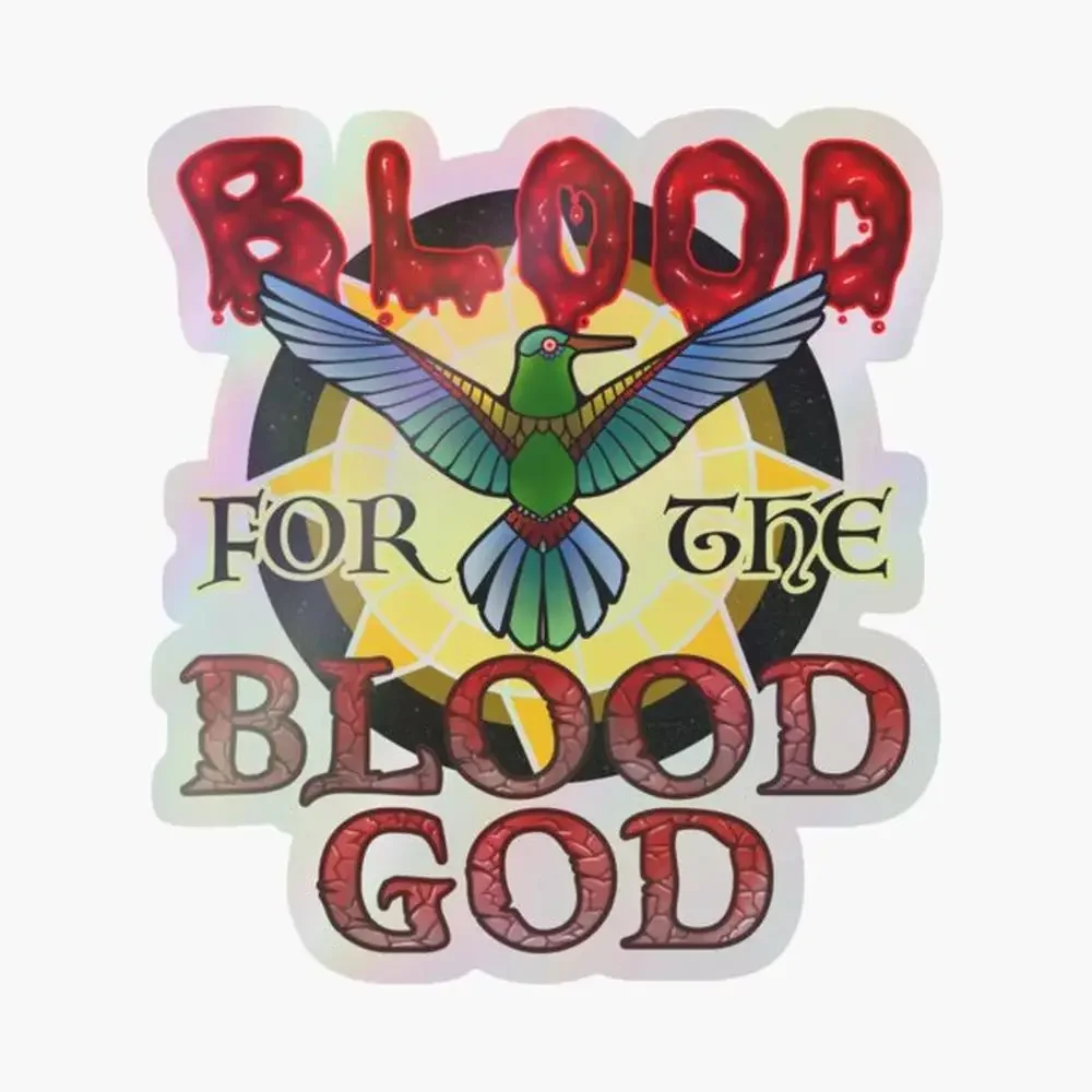 

Blood for the Blood God Holographic Sticker for Laptop Decor Bedroom Car Cute Cartoon Art Fashionable Public Suitcase