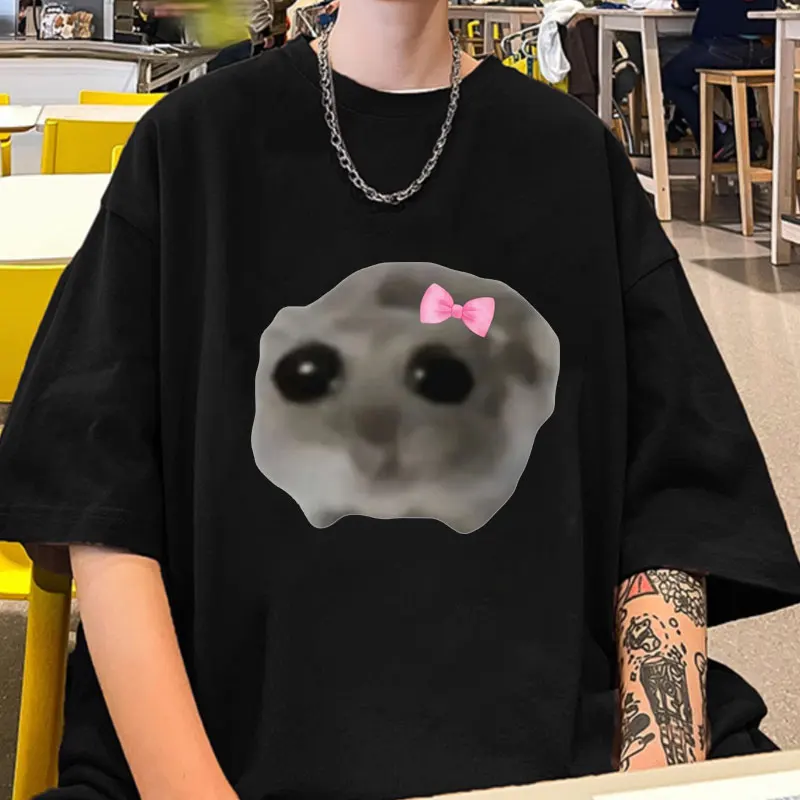 

Coquette Sad Hamster Funny Meme T Shirt Men Women 2024 New Summer 100% Cotton Fashion T-shirt Cute Graphic T Shirts Unisex Tops