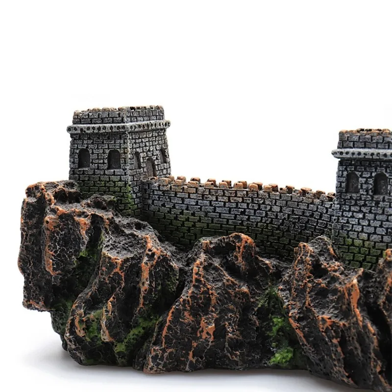 Fish Tank Landscaping Decoration Simulation Great Wall Model Ancient Building Resin Ornaments Aquarium