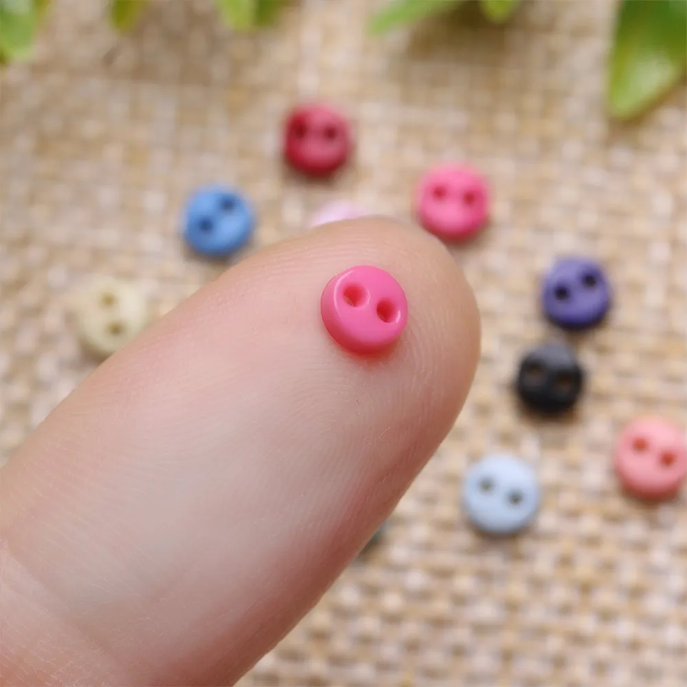 50Pcs 4mm Mini Buttons For DIY Doll Clothes Round Candy Color 2 Holes Card Making Scrapbooking Buttons Sewing Accessories