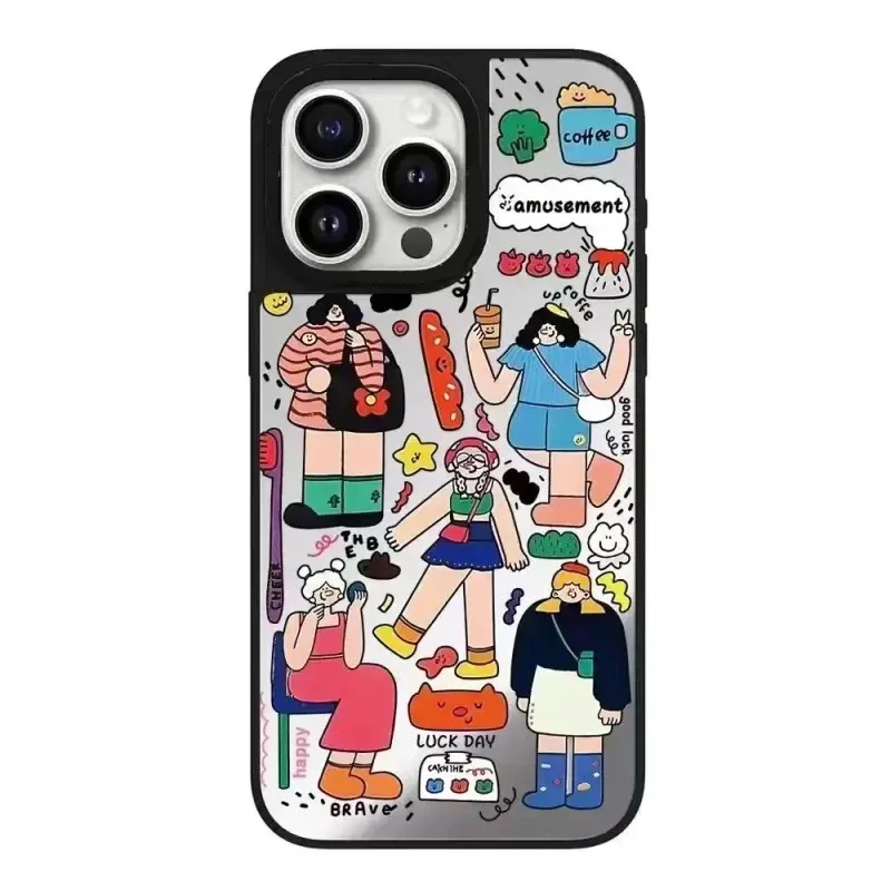 Cartoon Playing Pranks Mirror Phone Case Cover for IPhone 11 12 13 14 15 16 Pro Max Case for IPhone 16 Pro Max