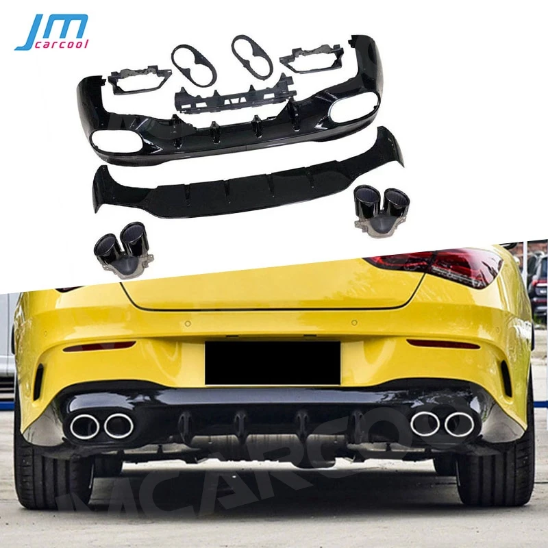 ABS Car Rear Bumper Lip Diffuser with Exhaust Tips For Mercedes Benz W118 C118  CLA180 CLA200 CLA250 CLA35 CLA45 AMG 2020 2021