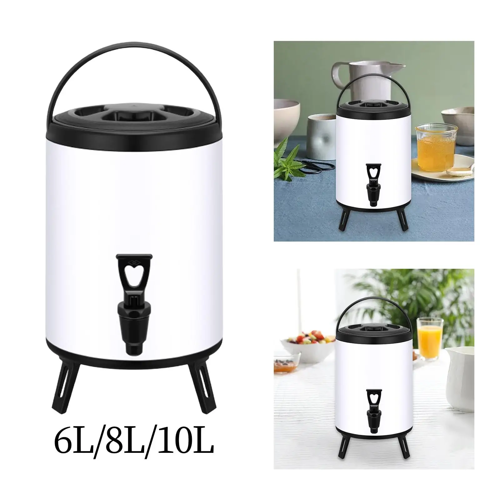 Insulated Tea Barrel Drink Dispenser with Faucet for Outdoor Birthday Party