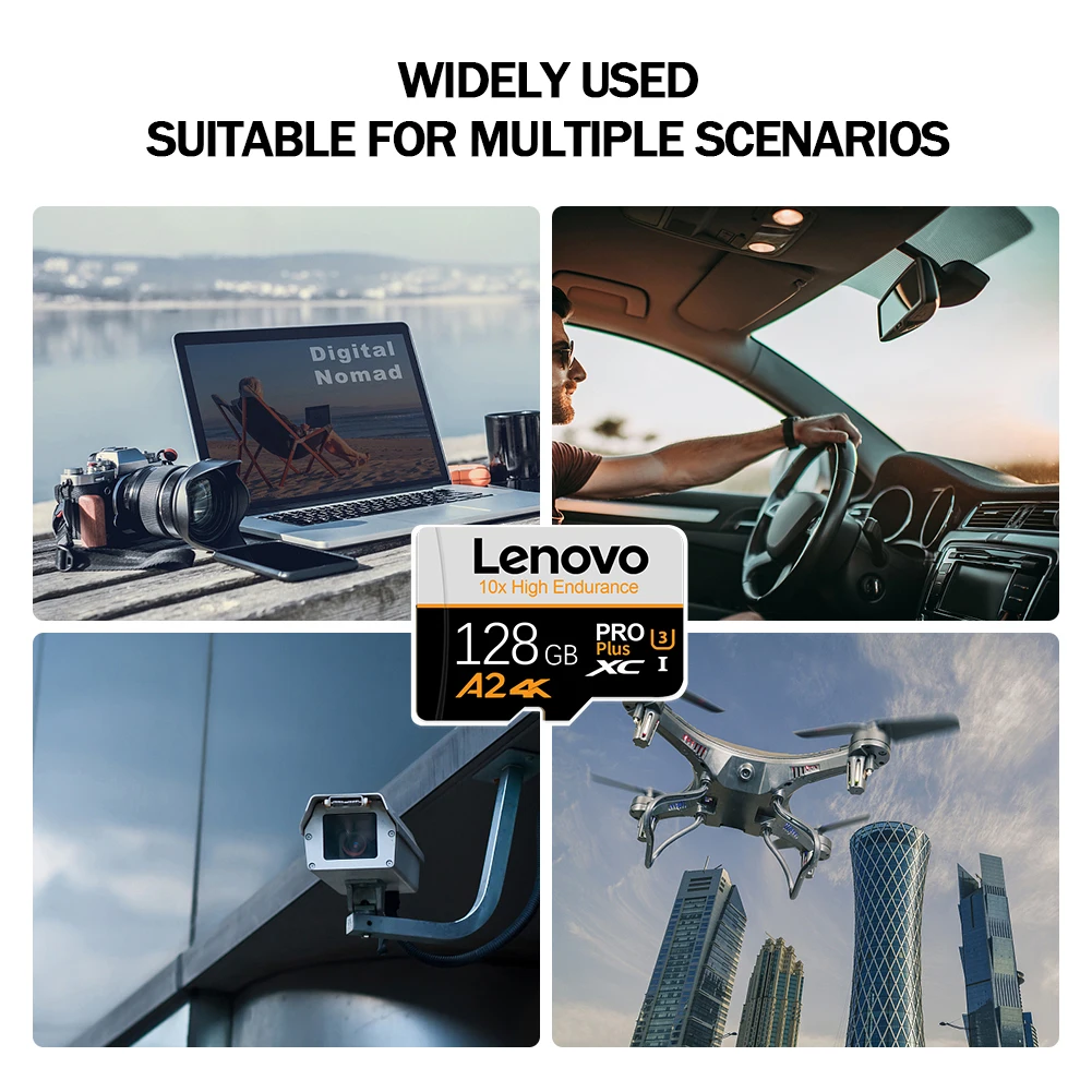 Scheda di memoria originale Lenovo da 1 TB Scheda SD Micro TF ad alta velocità da 128 GB Scheda SD da 2 TB 1 TB 512 GB V30 U3 TF per Tablet Ps4 SSD Switch PC