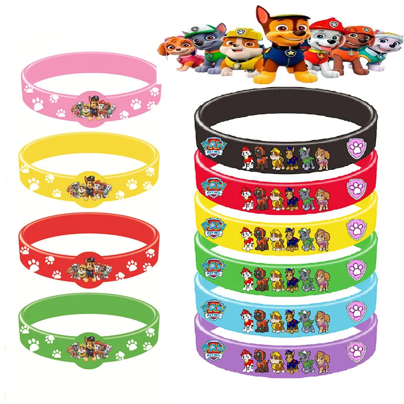 Paw Patrol Personalized Kids Silicone Rubber Wristband New Pendant Party Bracelets Figures Anime Wristband Toys Boys Girls Gifts