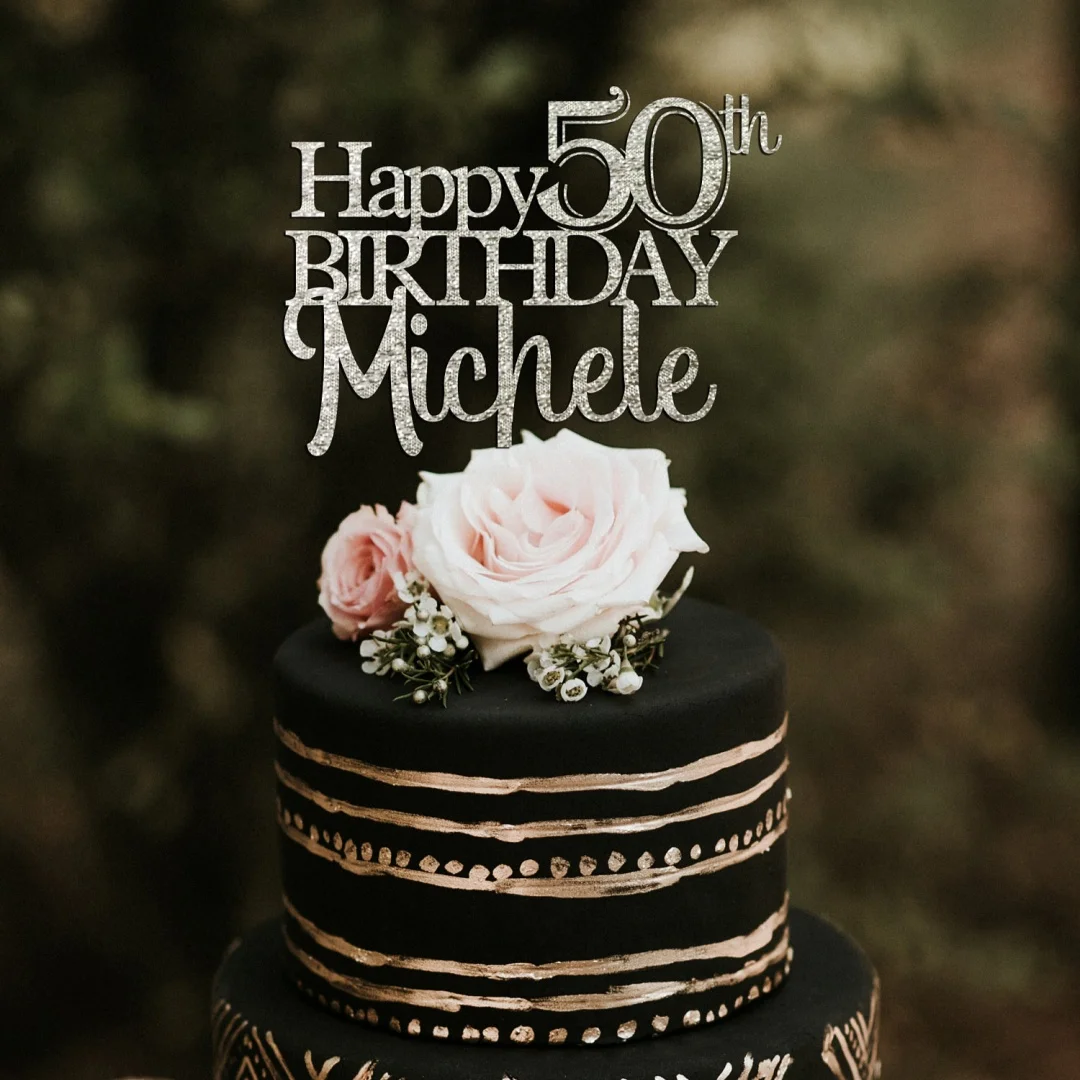 قطعة واحدة من قابس كعكة PMMA المخصص - اسم محفور مخصص لعيد الميلاد، نسيج معدني، DIY، منقوش بالليزر، مثالي للولادة #4