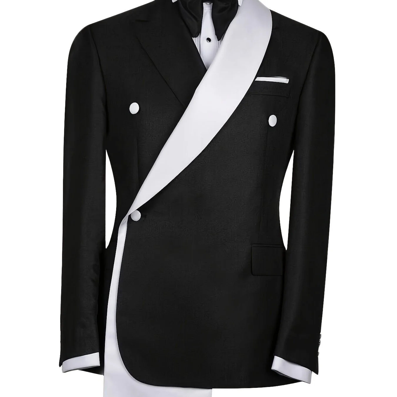 حار بيع الرجال الياقة غير النظامية أبيض وأسود تقسم زر واحد البدلة سترة جديدة الرجال معطف قطعة واحدة #1