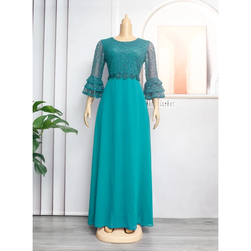

Elegant Women Evening Dresses Luxury Sequin Chiffon Long Dress African Dashiki Outfits Party Prom Birthday Gowns Female Clothing