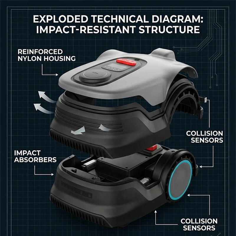 Industrial Grade Hybrid Electric Self-Charging Self Propelled Remote Control Lawn Mower Robot With Grass Box And Battery