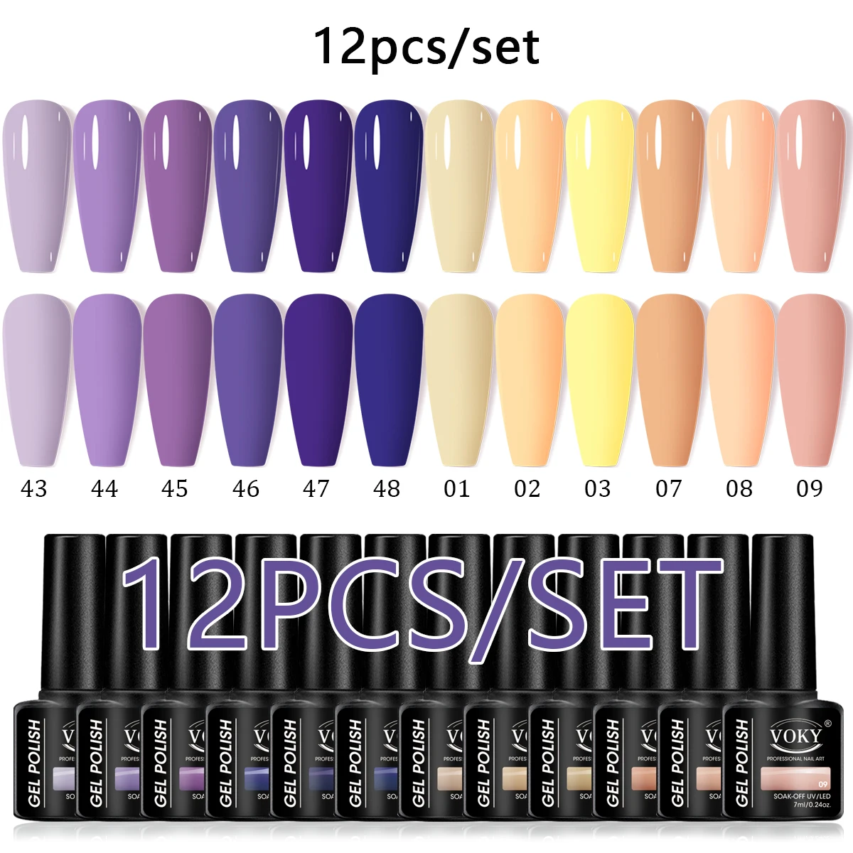 

VOKY 12-Piece Nail Polish Set - Semi-Permanent LED Nail Polish, Unscented, Fashionable Salon Nail Art