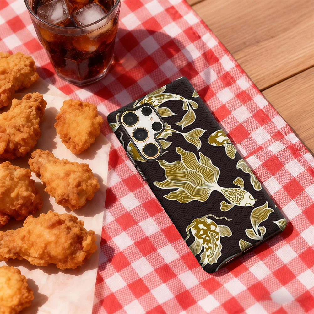 حافظة هاتف ذهبية كوي لهاتف سامسونج جالاكسي S25 الترا S24 S23 الترا بلس غطاء خلفي مزدوج الطبقة مقاوم للصدمات