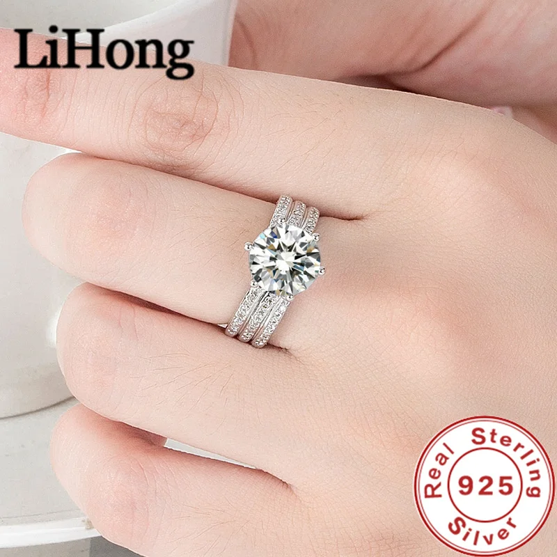 Luxury 925 Sterling Silver Ring Aaa Cubic Zirconia Crystal Ring For A Woman\'S Engagement Party Jewelry Gift