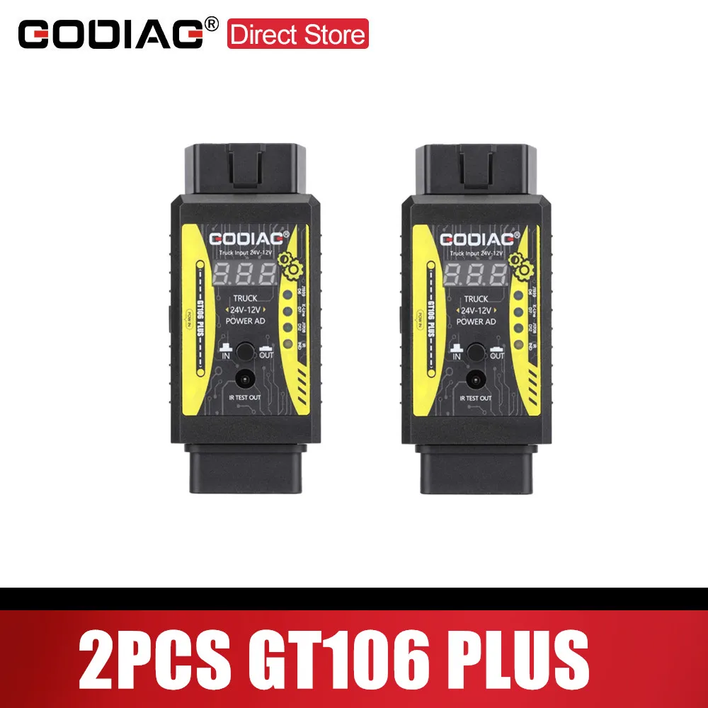 

2 шт. GODIAG GT106 PLUS 24 В до 12 В адаптер для тяжелых грузовиков топливный инжектор для очистки и тестирования реле тестирования для автомобилей и грузовиков