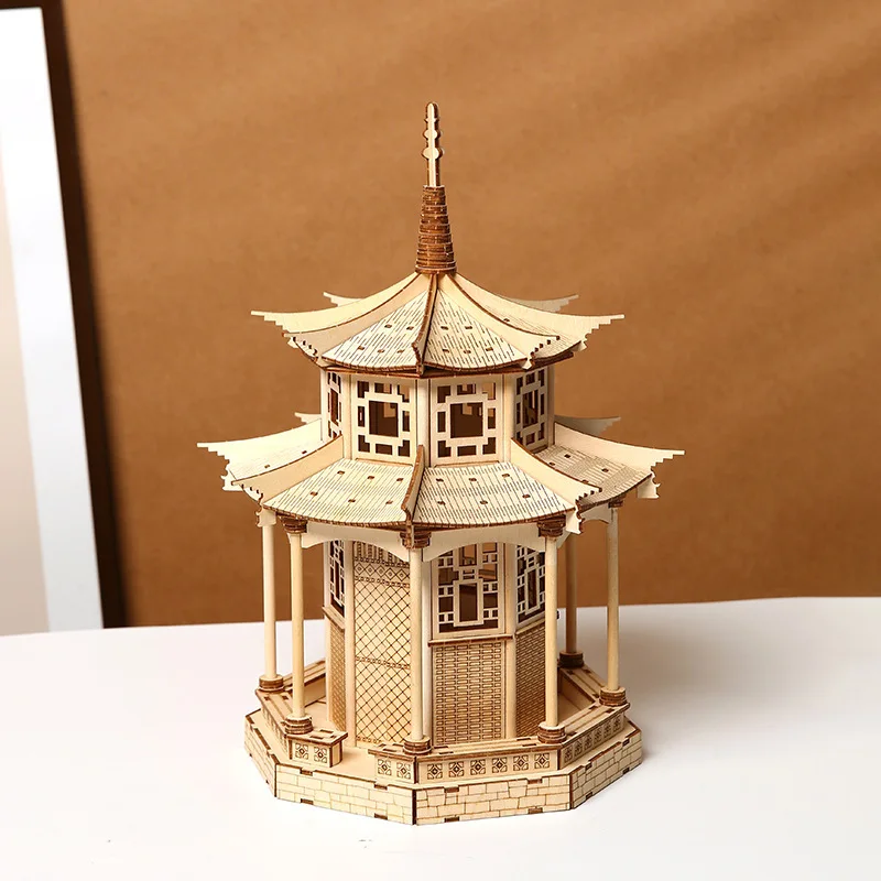 OUZEY bloques de construcción de madera 3D para adultos actividades creativas para niños Hobby casa de modelado casas en miniatura