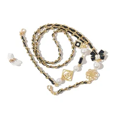 Vintage Glasses Chain with Irregular Panels in Black PU Chain Jewelry for Women