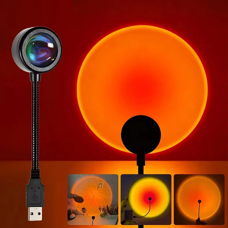Colorful Gradient USB Sunset Lamp Home Background Decoration Photography Rainbow LED Lights Flexible Decorative Atmosphere Lamp