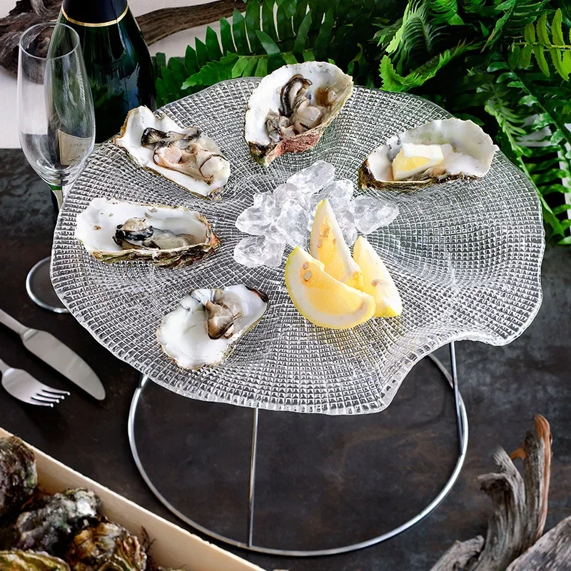 Imported glass dipping plate European-style household fruit platter Dried fruit   Sushi   Oyster