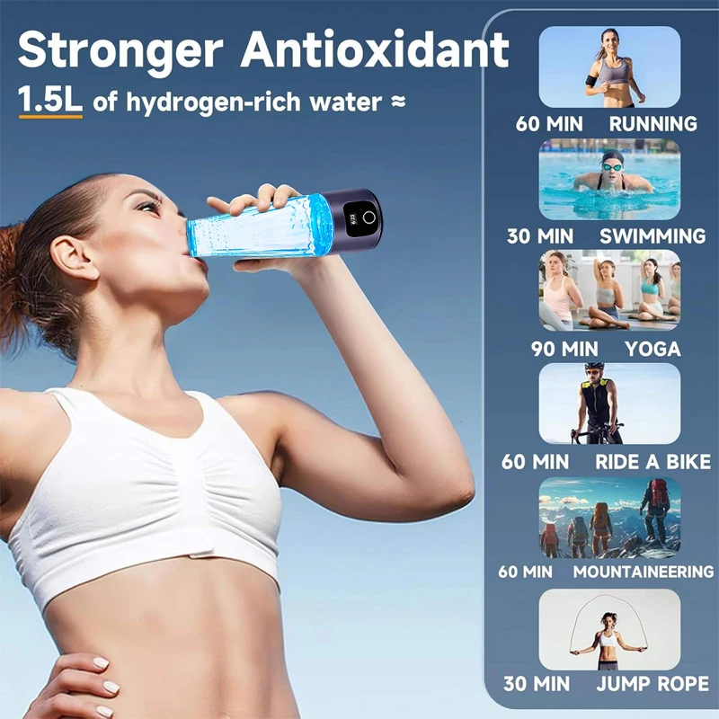 الهيدروجين القلوية شرب تصفية المياه الهيدروجين آلة المياه المؤينة زجاجة مولد الهيدروجين المحمولة المياه المؤين كوب صحي