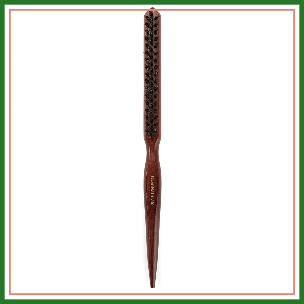 Boar Bristle Hair Brush with Rat Tail Pick for Sectioning, Backcombing, Smoothing, Styling Fine Hair, Create Volume