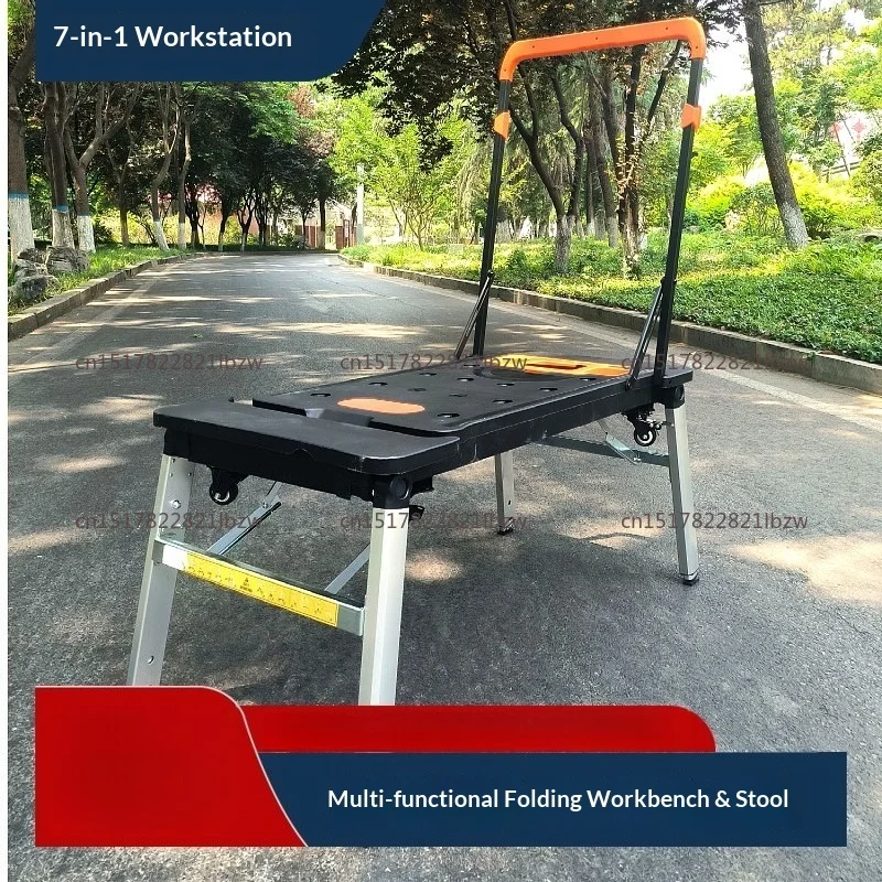 7- In -1 Multifunctional Workbench DIY Woodworking Table Portable Trolley Folding Cart With Wheels Workshop Tool Outing Handcart