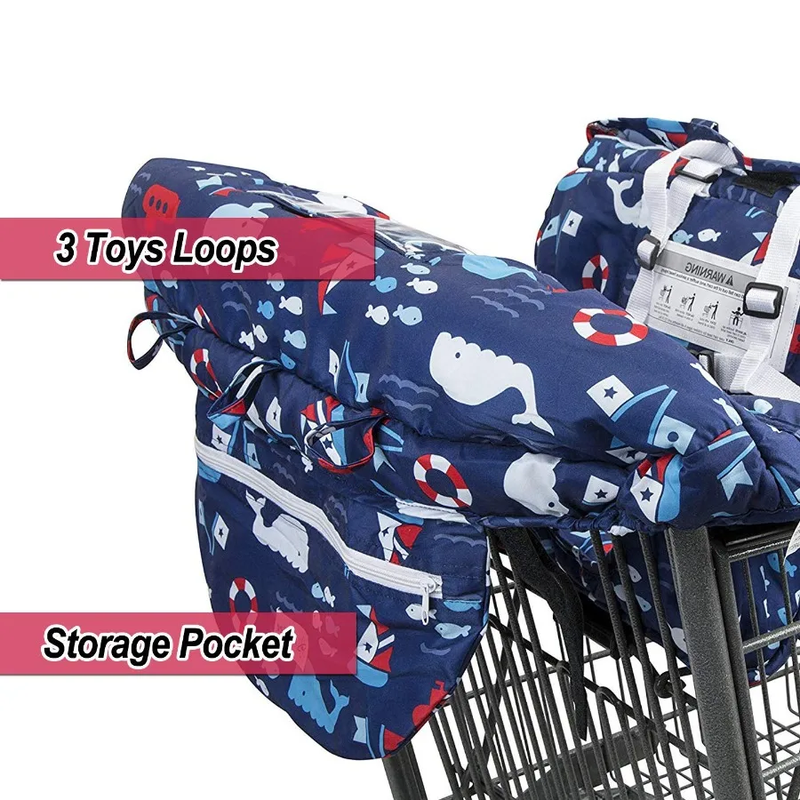 2in1 Shopping Cart and High Chair Cover for Baby with Padded Design Fold'n Roll Portable Style Includes Free Carry Bag Ideal fo