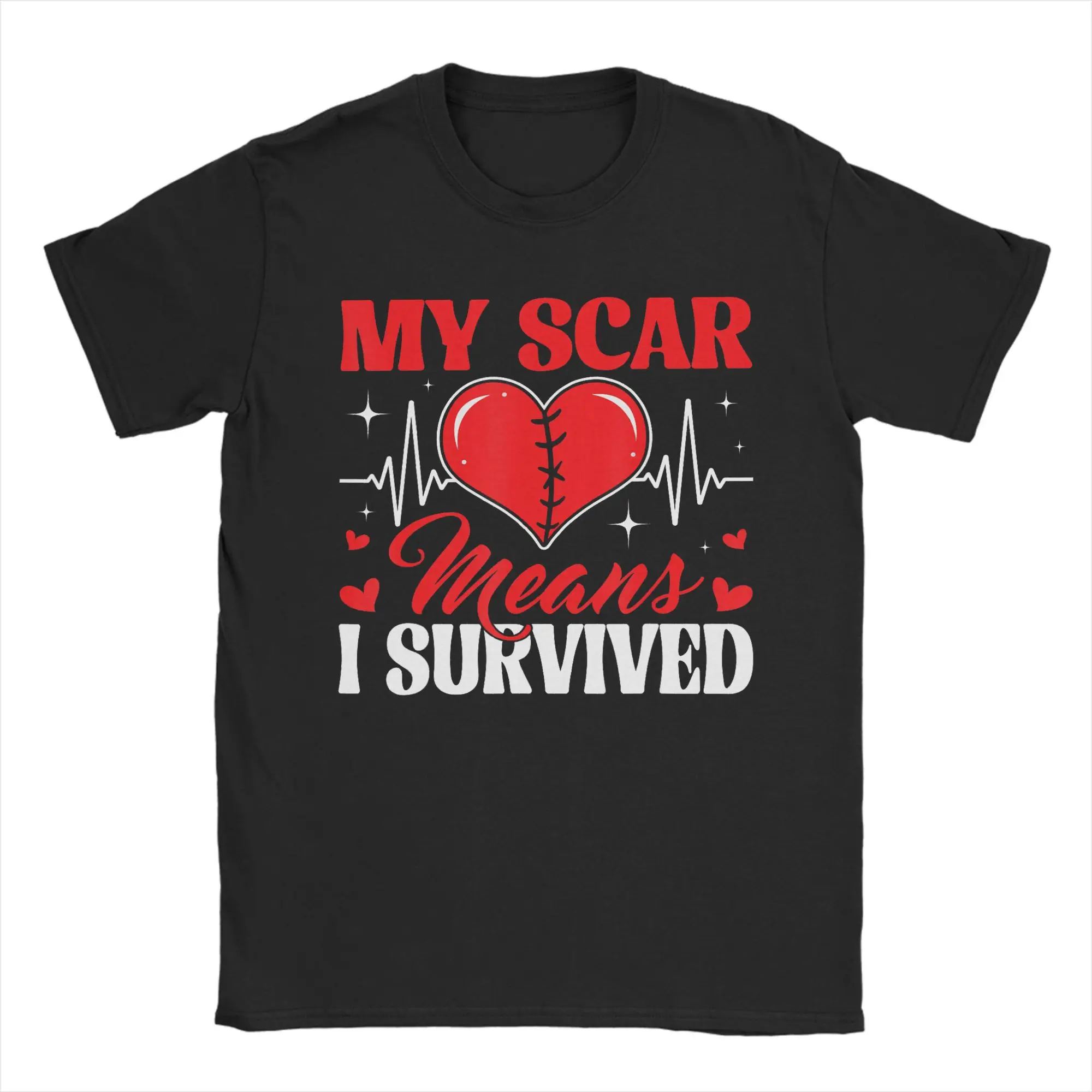 My Scar Means I Survived Heart  T-Shirt Men  Fashion Cotton Tee Shirt Crew Neck Short Sleeve T Shirt Gift Idea Clothes