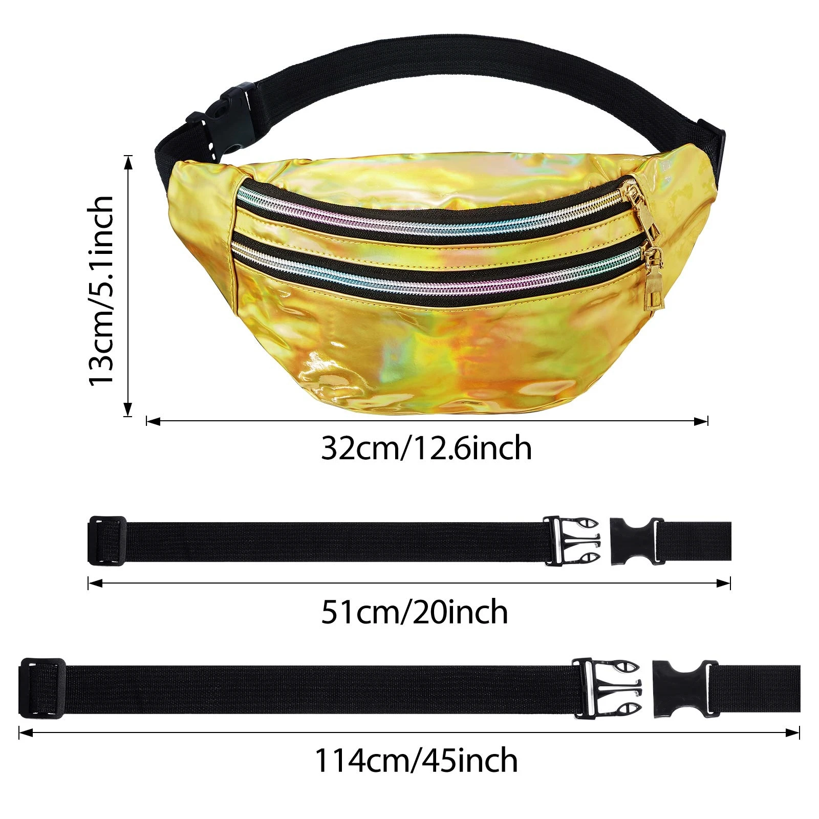 Impermeável Holográfica Fanny Pack, Brilhante Cintura Bag, Cinto Sacos, Viagem, Corrida, Festa, Moda