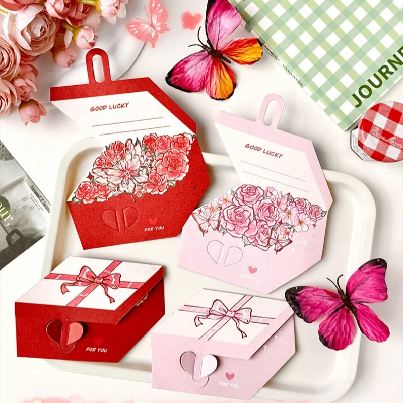 

3D Pop-Up Gift Box Greeting Card Instagram-Worthy Vintage 3D Foldable Blessing Card with Envelope Best Friend & Couple Gift