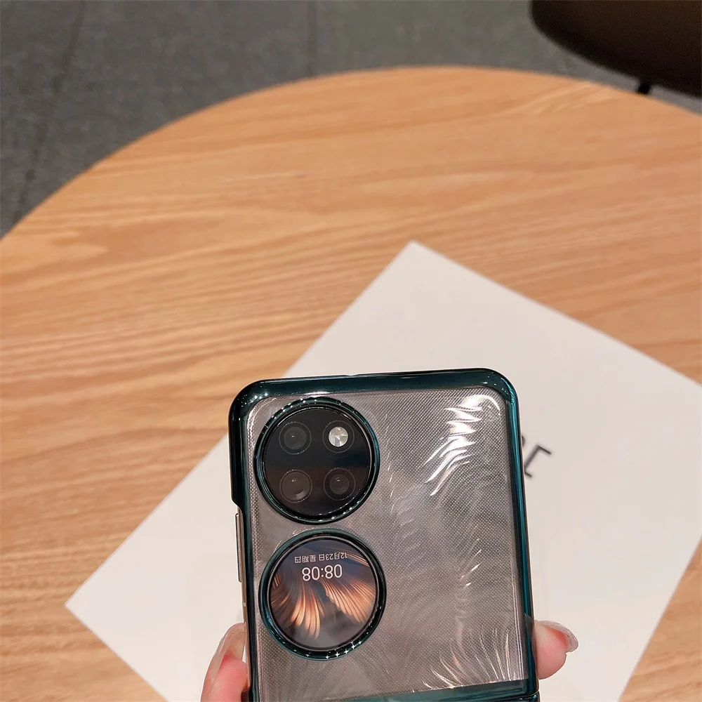 Ultra Thin Plating Phone Case For Huawei P50 Pocket S Hard PC Clear Camera Protect Back Cover Shell