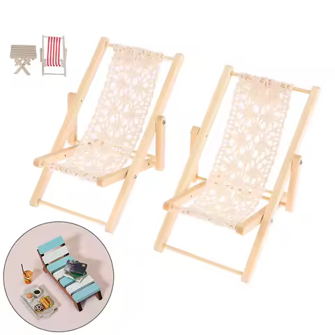 1:12 Dollhouse Simulation Beach Lounge Deck Chair Model Toys Decoration Dolls House Mini Furniture Accessories